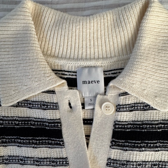 Anthropologie MAEVE - Kinsley Cardigan - Black and Cream Striped Knit, Size S - Picture 2 of 4